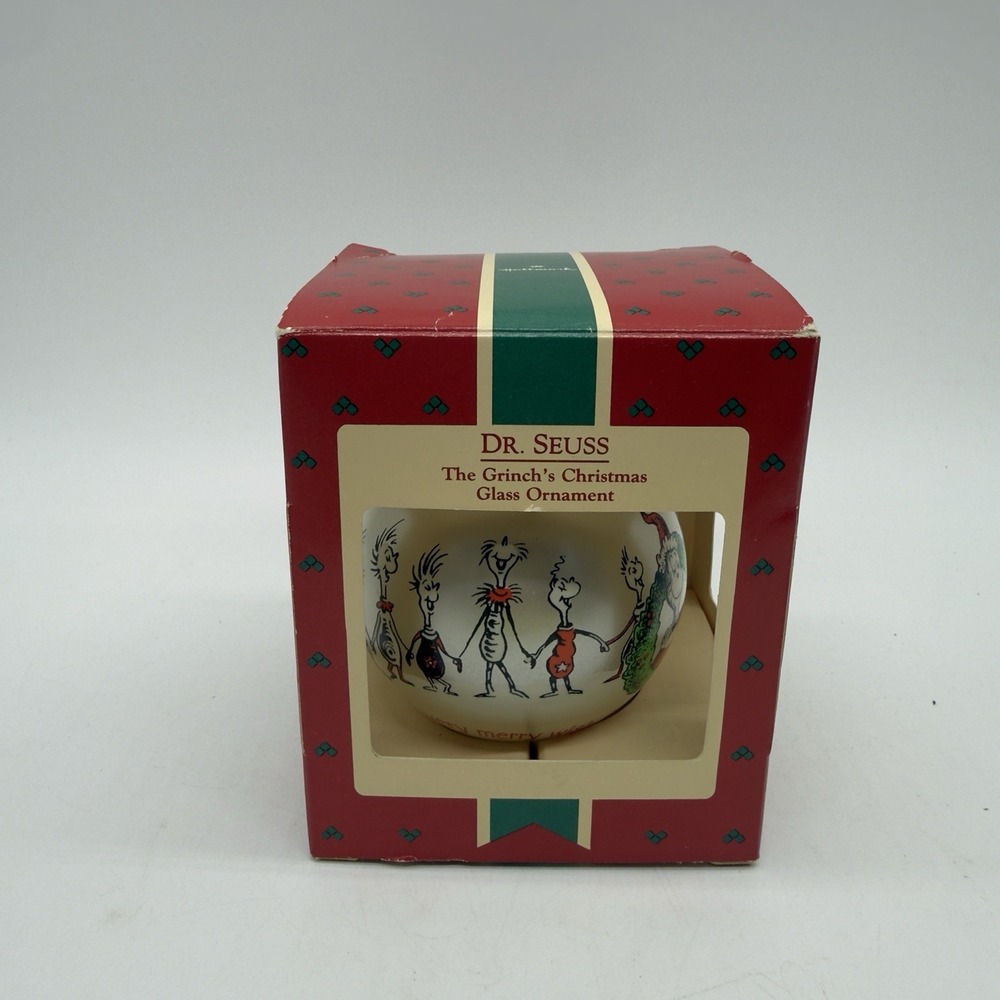 1987 Hallmark Dr Seuss The Grinch's Christmas Glass Ball Ornament Vintage Rare